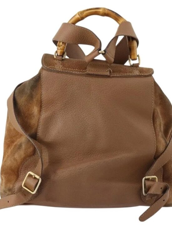 GUCCI Bamboo Backpack Suede Brown Gold 003 2058 0016 Auth LNZ352 main image 14